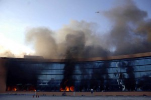 The Geurrero State Congress in flames