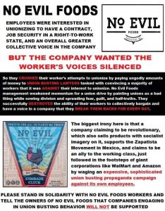 No Evil Foods Union Busting Flyer