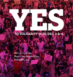 "Yes to solidarity in DC Dec 11 & 12" from DefendDC.org