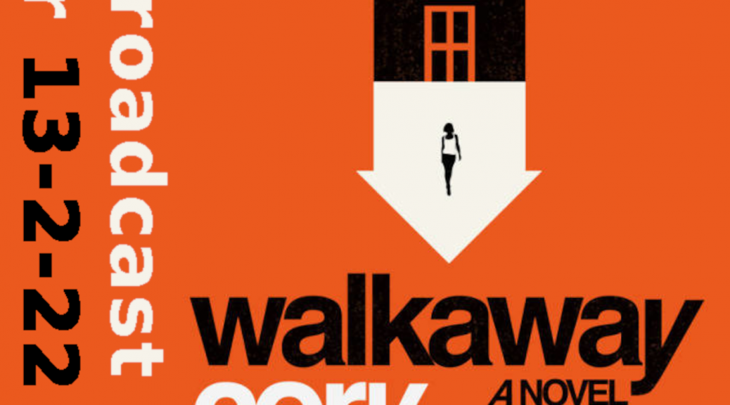 Book cover of "Walkaway" by Cory Doctorow featuring a house on fire in black, mirrored below by someoen walking away from the house