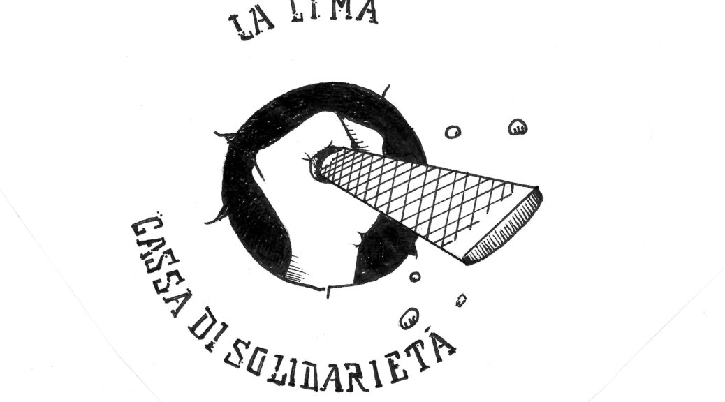logo of file in hand opening a hole towards viewer, "La Lima Casa Di Solidarietá"