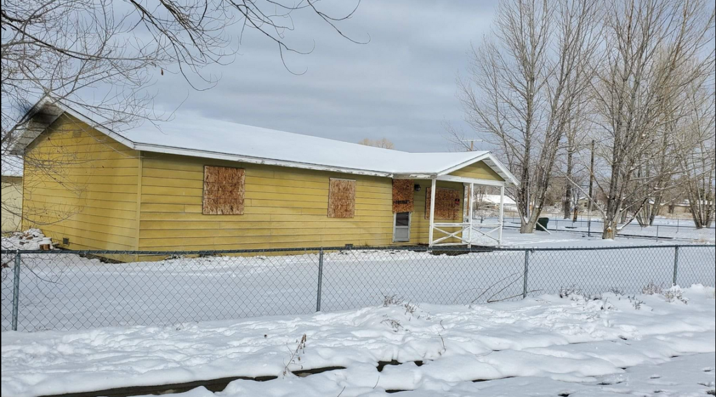 Kyle's family home boarded up by order of Winnemucca Tribal Council, snow surround it