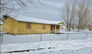 Kyle's family home boarded up by order of Winnemucca Tribal Council, snow surround it