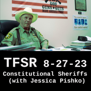 "TFSR 8-27-23, Constitutional Sheriffs (with Jessica Pishko) featuring picture of Klickitat County Sheriff Bob Songer talks in his office in Goldendale, Washington. Photo by Isaac Stone Simonelli | AZCIR